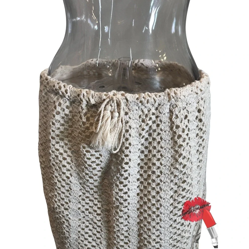 Lucy Paris Crochet Knit Skirt‎ Women Large Tan Beach